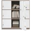 KAPIPALA Armadio in metallo a 9 ante con serratura, in acciaio, portata 120 kg, per ufficio, officina e spogliatoio, 9 scomparti, moderno armadio da ufficio, 90 x 42 x 100 cm (bianco + caffè)