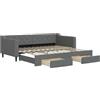 vidaXL Divano Letto Estraibile Cassetti Grigio Scuro 90x200cm Tessuto