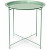 shopbest.it Tavolino Rotondo in Metallo Ø47x50 cm, Tavolino da Salotto con Bordo Rialzato, Tavolino Laterale Moderno per Divano, Camera da Letto, Balcone e Zona Relax (Verde)