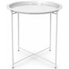 shopbest.it Tavolino Rotondo in Metallo Ø47x50 cm, Tavolino da Salotto con Bordo Rialzato, Tavolino Laterale Moderno per Divano, Camera da Letto, Balcone e Zona Relax (Bianco)