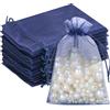 G2PLUS 50PCS Blu Navy Sacchetti Organza,10x15CM Sacchetti Organza Regalo | Sacchettini Confetti con Coulisse per Matrimonio,Compleanni,Caramella Gioielli e Comunioni