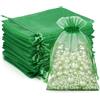 G2PLUS 50PCS Verde Sacchetti Organza,10x15CM Sacchetti Organza Regalo | Sacchettini Confetti con Coulisse per Matrimonio,Compleanni,Caramella Gioielli e Comunioni