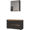 Vicco Set di mobili da bagno Marelle, Antracite/Rovere artigianale 100 cm | 2 pezzi · Mobile sottolavabo · Armadietto a specchio