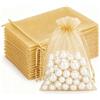 G2PLUS 50PCS Oro Sacchetti Organza,10x15CM Sacchetti Organza Regalo