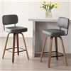 Bekrvio Set di 2 sgabelli da bar con schienale, altezza della seduta 65 cm, girevole a 360°, in legno con imbottitura extra spessa (7,1 cm) e similpelle facile da pulire, portata fino a 150 kg, grigio, per