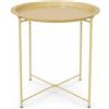 shopbest.it Tavolino Rotondo in Metallo Ø47x50 cm, Tavolino da Salotto con Bordo Rialzato, Tavolino Laterale Moderno per Divano, Camera da Letto, Balcone e Zona Relax (Senape)