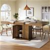 Kebnor Tavolo da pranzo allungabile con spazio integrato 140-180 cm, ante verticali scanalate, ripiani rimovibili (noce)