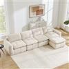 Bladez Divano angolare modulare a L a 4 posti in ciniglia con ottomana beige