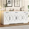 Easexcy Credenza bianca moderna, armadio multifunzione in legno, soggiorno, sala da pranzo, credenza bianca con decorazione 160 x 37 x 75 cm