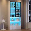 Bladez Vetrina in vetro a 5 ripiani con illuminazione a LED e spazio (bianco-F)