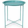 shopbest.it Tavolino Rotondo in Metallo Ø47x50 cm, Tavolino da Salotto con Bordo Rialzato, Tavolino Laterale Moderno per Divano, Camera da Letto, Balcone e Zona Relax (Ottanio)