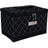 Everything Mary Scatola organizer pieghevole per kit da cucito, nero e blu, trapuntata, cestino portaoggetti per forniture e accessori, organizzazione per filo, aghi, nozioni e forbici