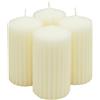 DONAU HOME Set di candele a colonna, a costine, crema, 4 pezzi, diametro 6 x 10 cm, non profumate, candele classiche, per la decorazione in soggiorno, bagno