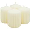 DONAU HOME Set di candele a colonna, a costine, crema, 4 pezzi, diametro 6 x 8 cm, non profumate, candele classiche, per la decorazione in soggiorno, bagno