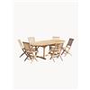 Macabane Set da pranzo da giardino in legno di teak Fun con foro per ombrellone, set da 7 -