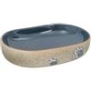 vidaXL Lavabo da Appoggio Sabbia e Blu Ovale 59x40x14 cm Ceramica
