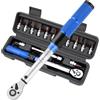 Homshsjhkis 15 Pcs Chiave Dinamometrica Bici, 1/4 Torque Wrench, Chiavi Dinamometrica set Adattatore, Barra Prolunga, Pulsante Sgancio Rapido, Testa Reversibile con Clic per Strada, Mountain, Moto