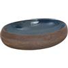 vidaXL Lavabo da Appoggio Marrone e Blu Ovale 59x40x15 cm Ceramica