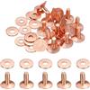 QUARKZMAN 15Set Ribattini E Rondelle In Rame 12x4x10mm Tonalità Rame | Finitura A Cupola Ribattini Pieni, Fai Da Te, In Pelle Cinture Portafogli Collari