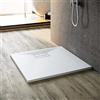 SONNI Piatto doccia 90 x 90 cm, effetto ardesia e struttura antiscivolo, bianco super piatto, con sifone