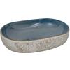 vidaXL Lavabo da Appoggio Sabbia e Blu Ovale 59x40x14 cm Ceramica