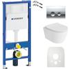 Lavita Duofix Basic - Elemento da parete + lavabo da parete Praia, colore: bianco, senza bordi e pannello di controllo, Delta 25, pulsante cromato, set completo