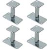 HEYOUTH 4 Pezzi di Supporti Regolabili per Paletti 140-200 mm, Piede di Sostegno in Acciaio Zincato con Piastra Inferiore 160x80 mm e Piastra Superiore 80x80 mm - Base Stabile per Paletti in Legno per Costruz