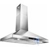 LIFEZEAL Cappa Aspirante 90 cm in Acciaio Inox, 744 m³/h, 8 Livelli | Cappa da Cucina Doppia Modalità Scarico/Ricircolo, Altezza Regolabile con Pannello Touch e Sensore Gestuale, Luce LED 1.5W