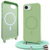 YFSYLL Magnetica Cover per iPhone 17e (2026) /iPhone 16e con Cordino,Compatibile con MagSafe,Silicone Case con Regolabile Cordino da Collo Nylon Catena Collana Tracolla - Verde Matcha