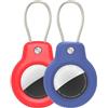 SPGUARD compatibile con Apple AirTag Supporto sicuro con cavo, 2 Pack Air Tag Lock caso portachiavi titolare per chiavi, bagagli e altro ancora(ROSSO E BLU)