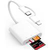 Loydia Lettore di Schede SD USB C, [Certificato Apple MFi] Adattatore Scheda SD Lightning, 3 in 1 Adattatore SD USB C, SD/TF/CF Card Reader Lettore Schede SD Lightning per iPhone 15/14/13, plug & play