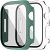 Dilhvy 2 Pezzi Cover Apple Watch Series 7 45mm con Vetro Temperato, Custodia Rigida PC Protezione Totale Ultra Sottile Schermo HD Pellicola Protettiva per iWatch 7 (45mm, Transparente + Verde)