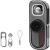 Generic Custodia protettiva per Insta360 GO 3S Retro Bundle, custodia protettiva in TPU con copriobiettivo e cinghia, custodia morbida in pelle per accessori per fotocamera GO3S retrò, grigio trasparente