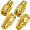 TUOLNK Kit di connettori coassiali Adattatore coassiale RF da SMA/RP-SMA maschio per cavo di prolunga router Convertitore maschio a femmina confezione da 4