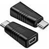 SEASJHBAY 2 adattatori da mini USB a USB C, maschio di tipo C, mini USB femmina | Adattatore per ricarica e trasferimento dati, convertitore USB C per fotocamera GPS, connettore compatto Plug & Play senza