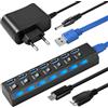 Apcodino Hub USB 3.0/2.0 alimentato a 7 porte con interruttori LED singoli