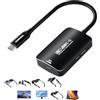 Guermok Adattatore per occhiali da USB C a USB-C AR, 4K a 60 Hz / 1080P a 144 Hz, PD3.0, switch 2 dock e console portatile, per display AR Type-C, monitor portatili, giochi, lavoro e viaggi (nero)