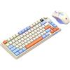 Lancoon 2.4G Tastiera e Mouse Wireless Combo con Dual Mode 80 Tasti Display Volume Manopola Colore Luce Mouse Ricaricabile Dpi Regolabile per Gaming PC Computer