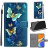 KENHONER Custodia per Xiaomi Redmi 9C NFC/10A, Farfalla | Portafoglio Pelle PU, Magnetica, Resistente Agli Urti, Scomparto Carte Credito, Pieghevole, Flip Libro, Motivo