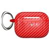 Cmeilau Custodia protettiva anticaduta potente in fibra di carbonio compatibile con AirPods 4 2024, ricarica wireless anticaduta Custodia morbida in TPU con protezione completa con moschettone (Red)