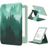 MoKo Custodia Girevole a 360° per 6 Ebook Reader, Foresta Verde | Trasparente, Rimovibile Magnetica E Regolabile, Auto Sonno/Sveglia, Non per TCL Remarkable Kobo