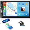 CAMECHO [2026 CARPLAY] CAMECHO 7 Pollici WIRELESS Carplay Autoradio 2 DIN con Senza Fili Android Auto, Stereo con HD Schermo Bluetooth FM/EQ Radio Mirror Link Supporta USB/Type-C AUX-IN+ Telecamera posteriore