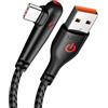 Generic Caricabatterie di tipo C Cavo di ricarica fissa - Cavo di ricarica intrecciato a gomito bicolore 120 W - Cavo di ricarica rapida di tipo C, cavo USB C ad angolo retto, cavo di ricarica USB C