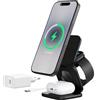 KU XIU X40 Turbo Qi2 25W Stazione di Ricarica, Caricatore Wireless 3 in 1 Pieghevole per iPhone 17/16/15/14/13/12/Air, 5W per iWatch 11-4/SE/Ultra & Auricolari Wireless, Design in Alluminio, Nero
