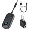 AXFEE Bluetooth 5.3 Ricevitore Bluetooth, Adattatore Trasmettitore | 2-in-1 Ricevitore Trasmettitore, Jack AUX 3.5mm, Mini Aux Bluetooth Auto, per Aereo, TV, Airpods, Laptop, Radio Auto