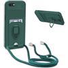 BGHHEU Cover con Cordino per iPhone 6G/7G/8G/SE 2020,Custodia con Collana Collo Silicone Antiurto Case,Protezione Fotocamera Slot Carte 360° Anello Supporto,Silicone Case,Verde