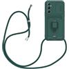 YFSYLL Cover Compatibile con Oppo Realme C65 4G con Cordino,Custodia con Cordino Silicone Cover,Protezione Fotocamera,360°Anello Supporto,Porta Carte,Verde Scuro