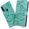 DENDICO Cover per Galaxy A20S, Portafoglio Custodia in PU Pelle per Samsung Galaxy A20S, Antiurto Cover a Libro con Slot per Carte, Verde
