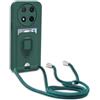 YFSYLL Cover Compatibile con Honor Magic 7 Lite/Honor X9c con Cordino,Custodia con Cordino Silicone Cover,Protezione Fotocamera,360°Anello Supporto,Porta Carte,Verde Scuro