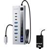 PULWTOP Hub USB C alimentato, hub USB 10 Gbps e PD con ricarica massima da 45 W